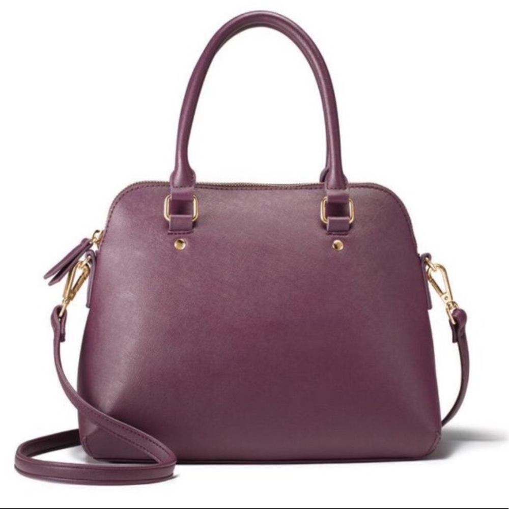 Saffiano bonded leather dome crossbody satchel